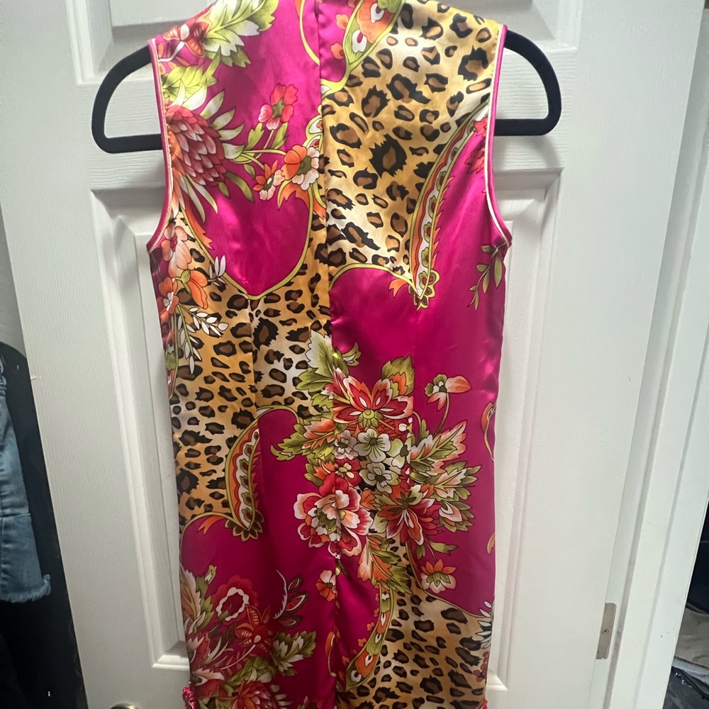 Mandarin Collar Side Slit Chinese Floral Print